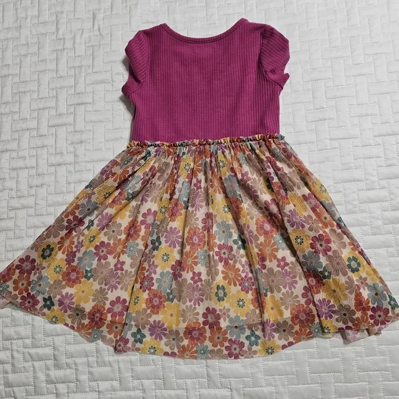 Girls Solid And Floral Tahari Dress Size 5t - Picture 5 of 5